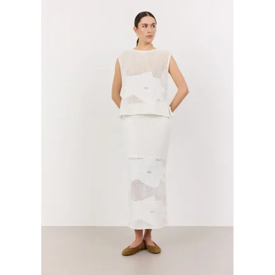 Leveté Room Lian 2 L101 hæklet maxinederdel, creme