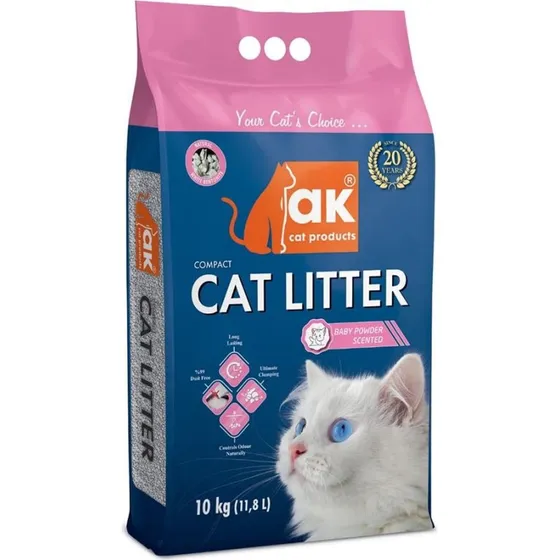 AK Kattegrus 10 kg med babypudderduft - Klumpende bentonit