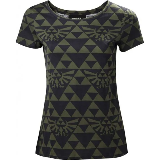 Zelda Hyrule T-shirt til kvinder, Grøn/Sort, Str. S