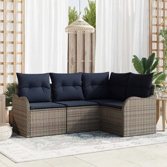 vidaXL Havesofa Sæt Grå Polyrattan