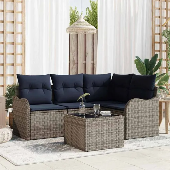 vidaXL Havesofa Sæt Grå Polyrattan