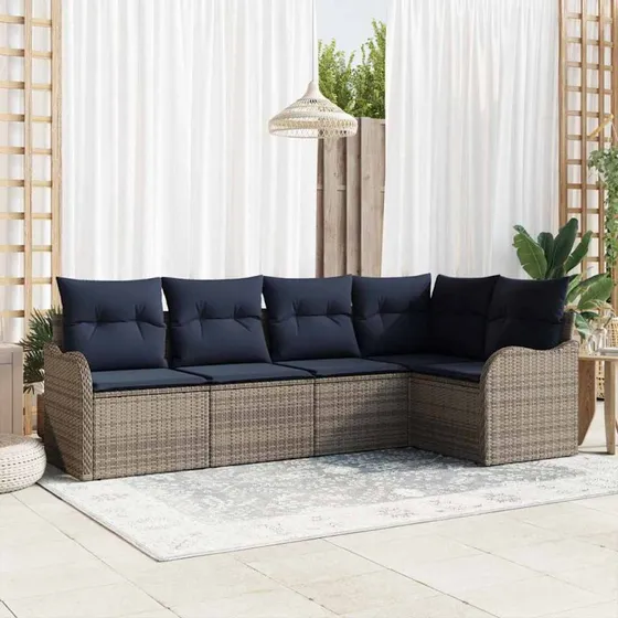 vidaXL Havesofa Sæt Grå Polyrattan