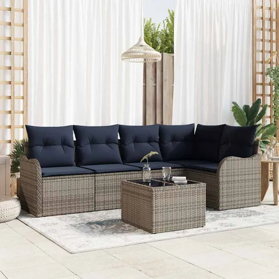 vidaXL Havesofa Sæt Grå Polyrattan