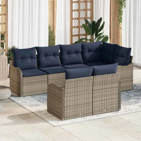 vidaXL Havesofa Sæt Grå Polyrattan
