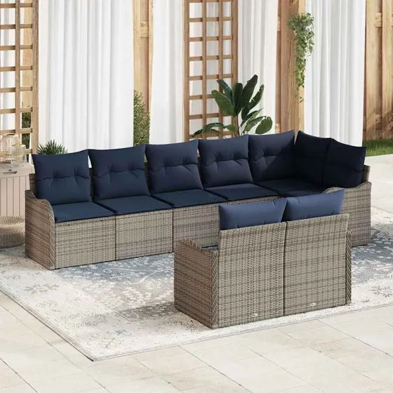 vidaXL Havesofa Sæt 8 stk. Grå Polyrattan