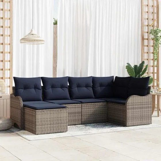 vidaXL Havesofa Sæt Grå Polyrattan