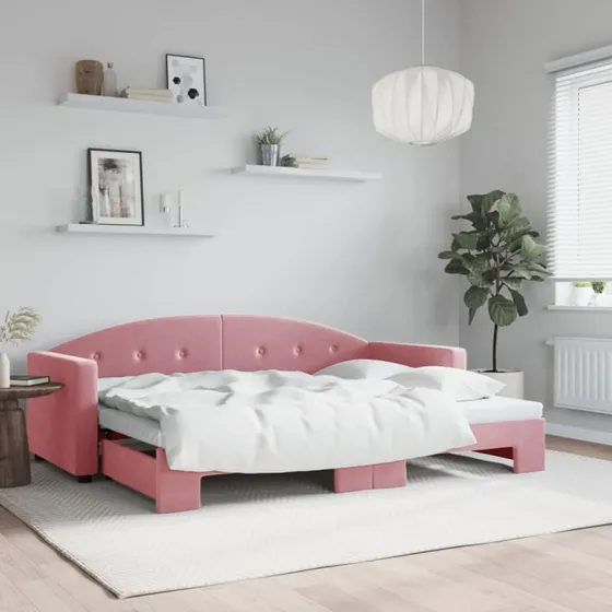 vidaXL daybed med udtræk 80x200 cm velour lyserød