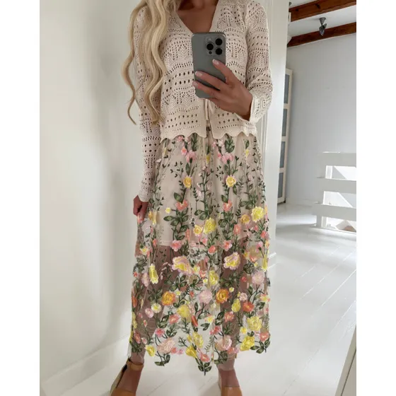 A-View Fuchsia maxi nederdel sand/yellow