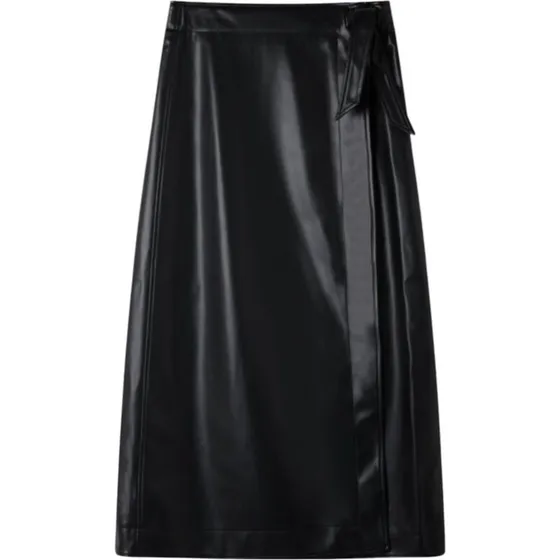 LALA Berlin Sienna vegansk lædernederdel, sort (midi)