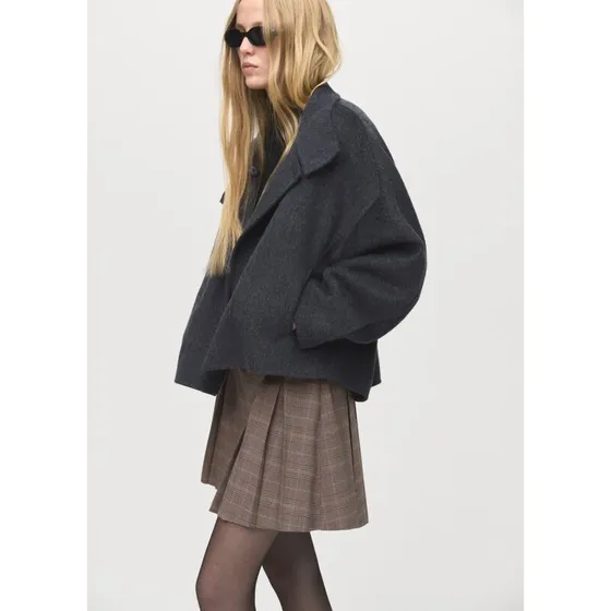 Mango Plisseret mini-nederdel, brun – mellemhøj talje