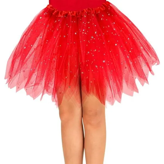 Widmann Rødt glitrende tylskørt til børn, 30 cm