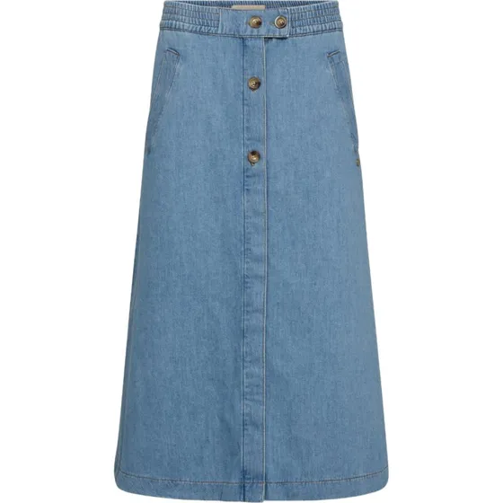 Mos Mosh Marti denimnederdel - Light Blue, høj talje, midi