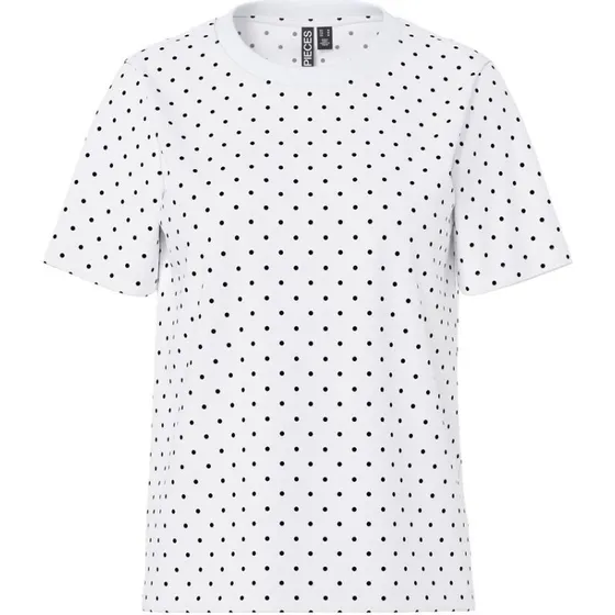 PCRIA Dot T-shirt – kortærmet hvid med prikprint