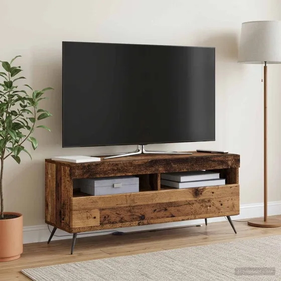 vidaXL LED TV-skab i gammelt træ og konstrueret træ