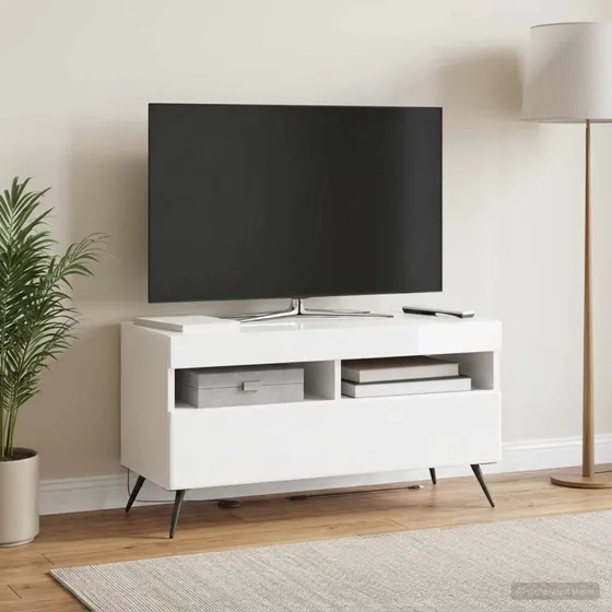vidaXL LED TV-skab BREDA Hvid højglans