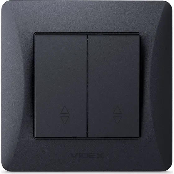 2-kanals afbryder - korrespondance, 86x86mm, sort