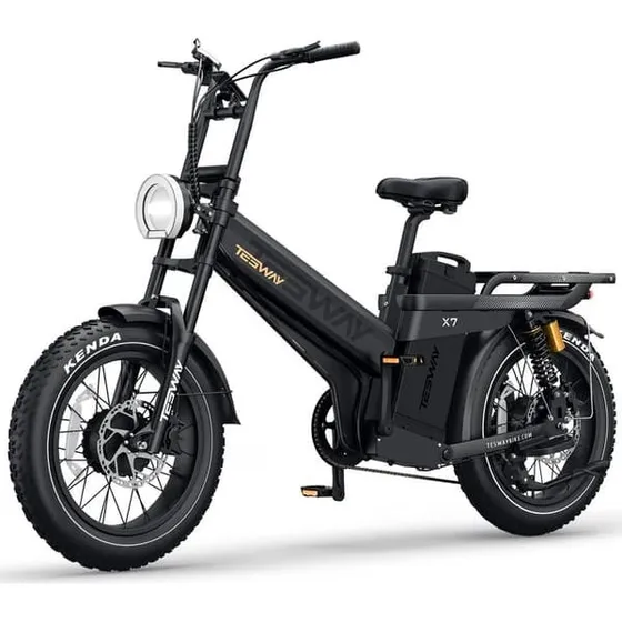 TESWAY X7 AWD Elcykel - 3000W Dobbeltmotor, 320 km rækkevidde, Sort