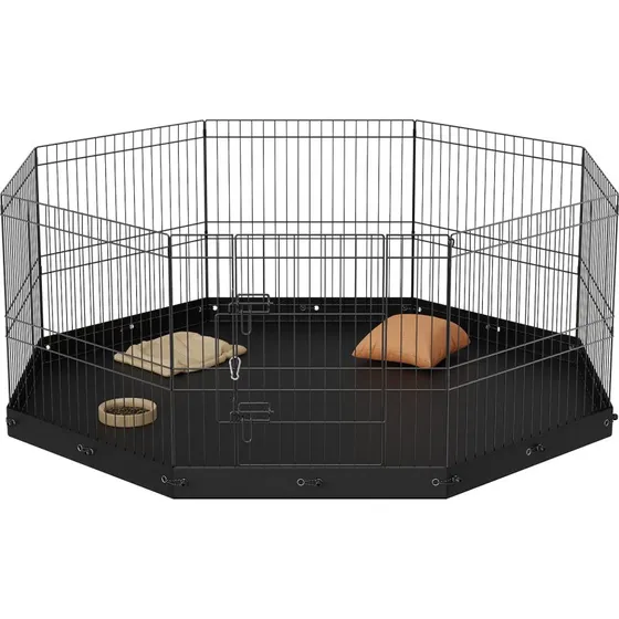 Hundegård 8-panel metal løbegård 160x160x61 cm, sort