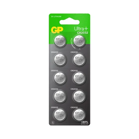 GP CR2032 Ultra Plus Lithium knapcelle, 10-pak