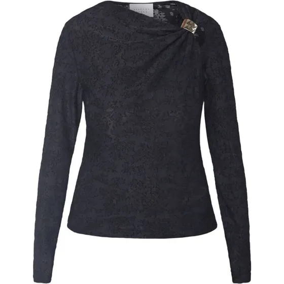 Sisters-Point Vieda-LS cowlneck bluse, sort, langærmet