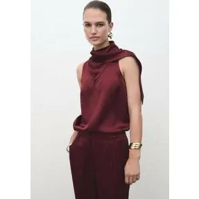 Mango Satinbluse med foulard - russet