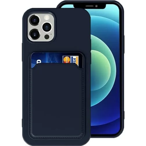 iPhone 12/12 Pro Silikonskal med Kortholder - Blå