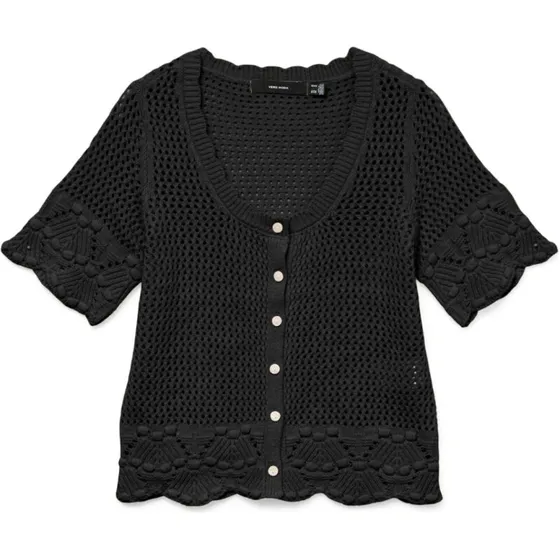 Vero Moda Sandia cardigan 2/4-ærmer U-udskæring - Sort