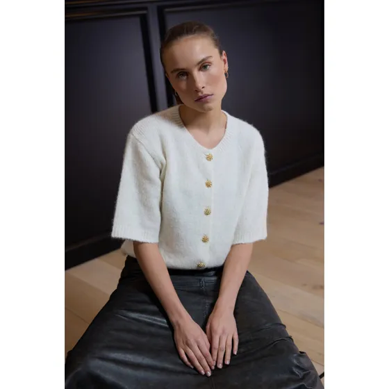 RDF Elisa kort strikcardigan Off-white
