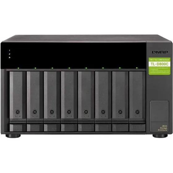 QNAP TL-D800C 8-bay USB 3.2 Gen2 Type-C HDD/SSD kabinet, Sort/Grå