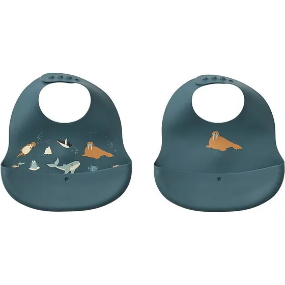 Liewood Ember 2-pak silikone hagesmække - Arctic Sea/Ocean View