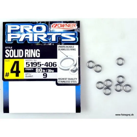 Owner Solid Rings 5195 - Solide fiskeriringe i forskellige størrelser