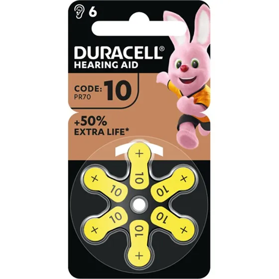 Duracell EasyTab 10 Høreapparat Batteri (PR70) - 6 stk.