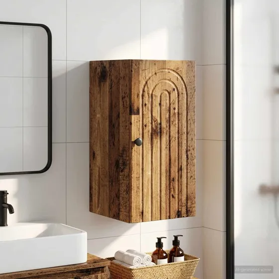 vidaXL Badeværelsesvægskab ALKMAAR Gammelt træ, 30x31x59 cm