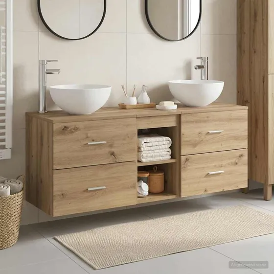 vidaXL Badeværelsesskabsæt 3 stk. Artisan-eg 129 x 35 x 80 cm
