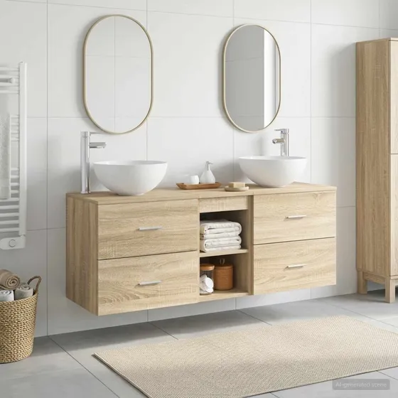 vidaXL Badeværelsesskabsæt 3 stk. Sonoma-eg 49,5 x 41 x 64,5 cm