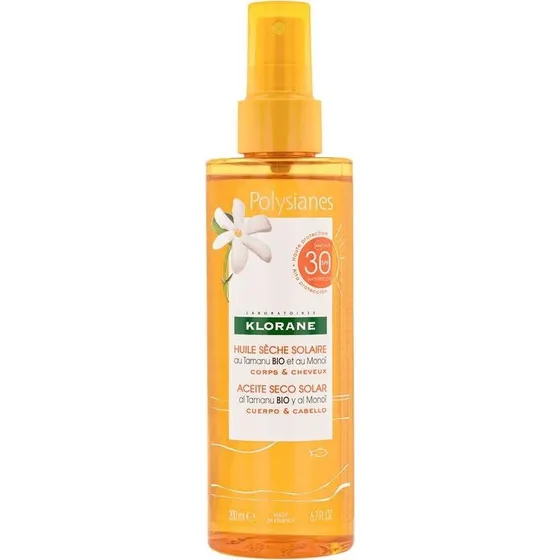 Klorane Polysianes Soltør olie SPF30 200ml