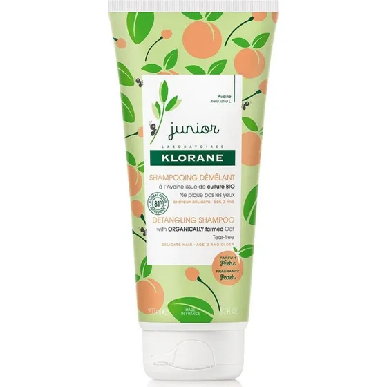 Klorane Junior Organic Oat Detangling Shampoo Fersken 200ml