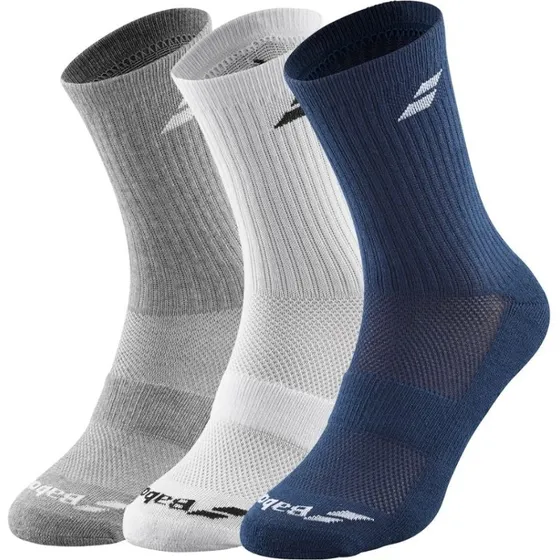 Babolat Strømper 3-pak (White/Estate Blue/Grey) - 35-38