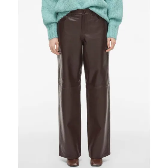 ROUCAMDEN RW S/F læderbukser, mellemhøj talje, foret