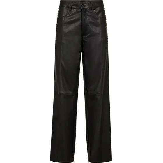 DEPECHE Cat MW Suede Straight Leg Bukser – Sort