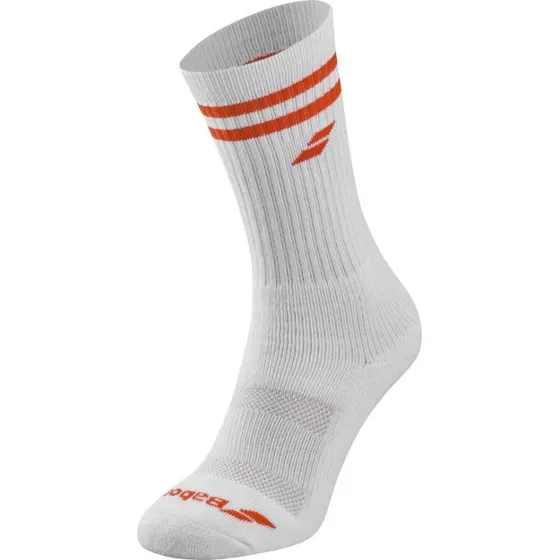 Babolat Team Single Socks Men - White/Cherry Tomato - 43-46