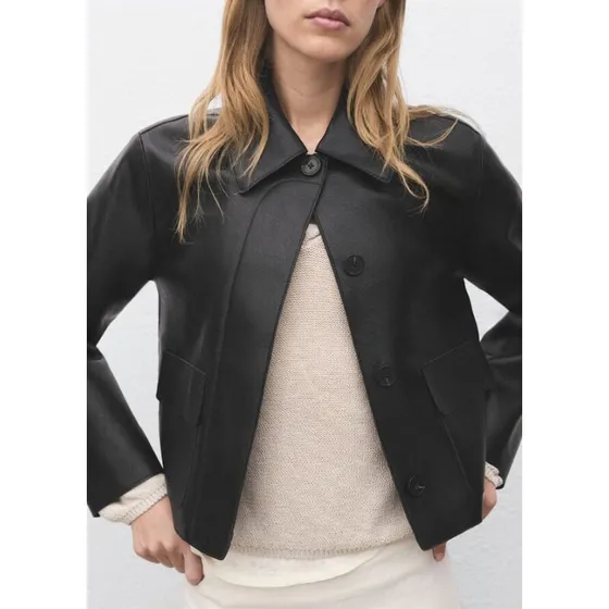 Mango Sabina imiteret læderjakke - sort