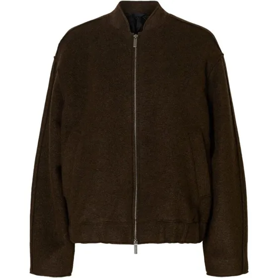 SLFREIGN Uldblend Bomberjakke – Brun, Kort