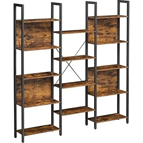Vasagle bogreol med 14 hylder, industriel stil, 158x24x166 cm