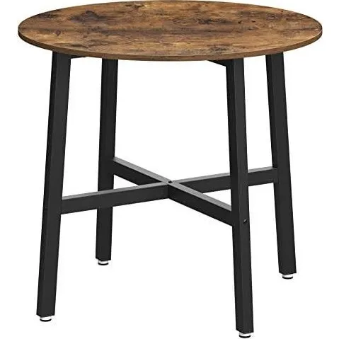 Vasagle rundt spisebord i industriel stil, 80 cm, rustik brun/sort