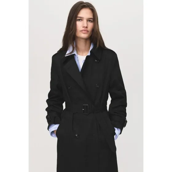 Mango Classic trenchcoat med bælte - sort