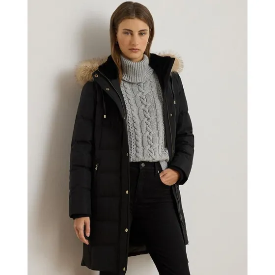 Lauren Ralph Lauren Dunjakke med imiteret pelskant – sort