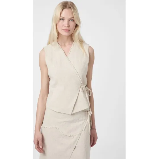 Neo Noir Filora Ramie Wrap-vest 166243 Natural