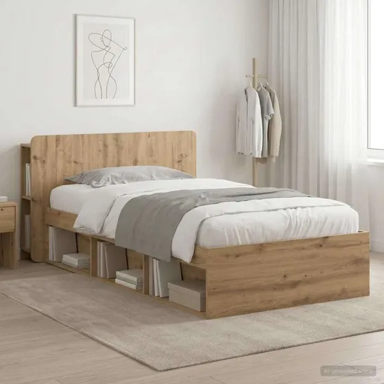 vidaXL Sengestel med opbevaring Artisan-eg 75 x 190 cm