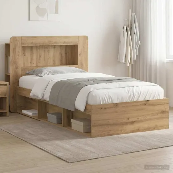 vidaXL Sengestel med opbevaring Artisan-eg 75 x 190 cm